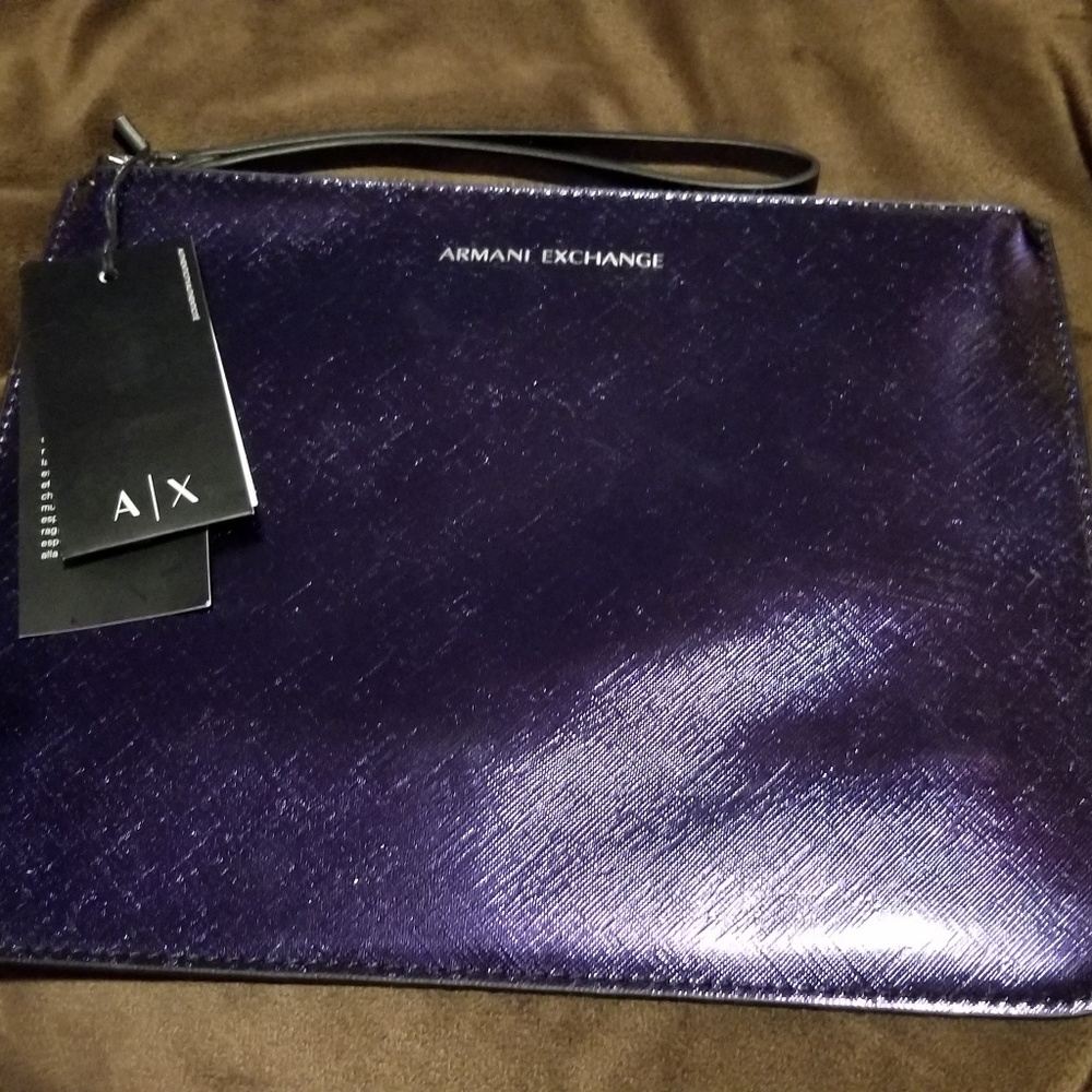 Armani Exchange Navy Metallic Pouch